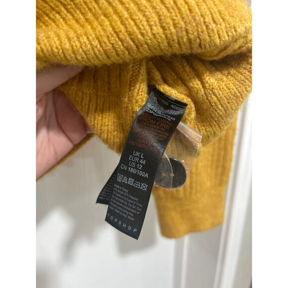 NWOT TopShot Gold Mustard Yellow Button Up Ribbed Cardigan Sweater Size US 12 - Picture 5 of 11